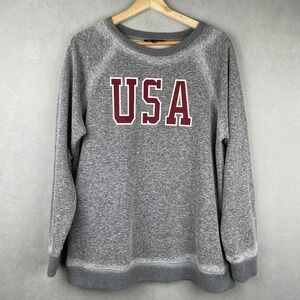 Collection‎ by Cezele USA Graphic Sweatshirt Heather Grey Cotton Tencel CT0381 L